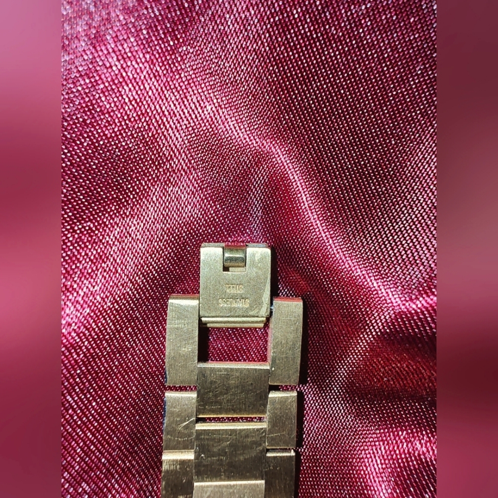Gold Tone Unisex Watch Band Link Bracelet 8 Inches - Picture 2 of 4